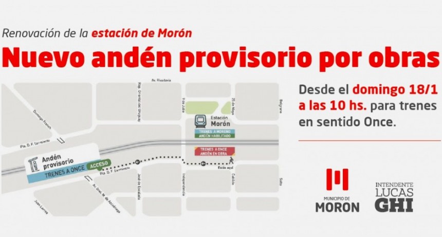 Morón: Desde el domingo comenzará a funcionar el andén provisorio de la Estación de Tren