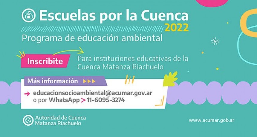ACUMAR abrió la inscripción al programa Escuelas por la Cuenca