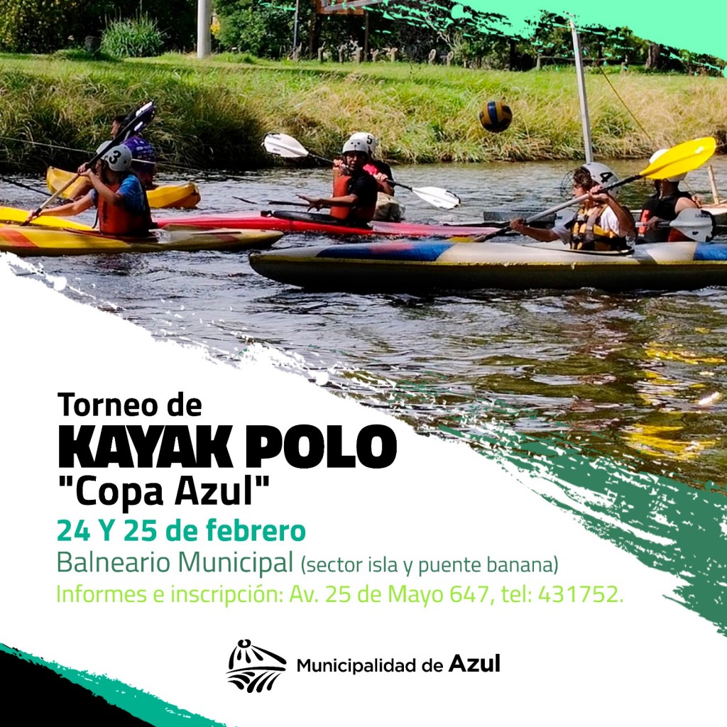 Azul: Se disputará el torneo de kayak polo “Copa Azul”