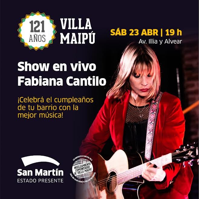San Martín: Villa Maipú celebra su cumpleaños con un recital de Fabiana Cantilo