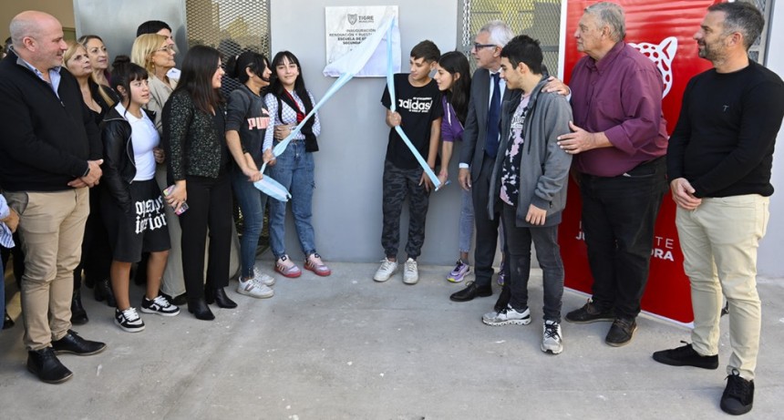 Tigre: Julio Zamora inauguró la puesta en valor de la Escuela Secundaria N° 39 de Rincón de Milberg