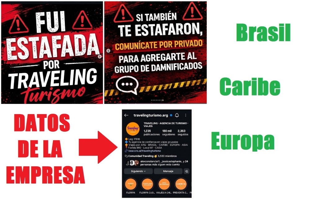 Casi 400 damnificados denuncian a &ldquo;Traveling Turismo&rdquo; por estafa en viajes a Brasil