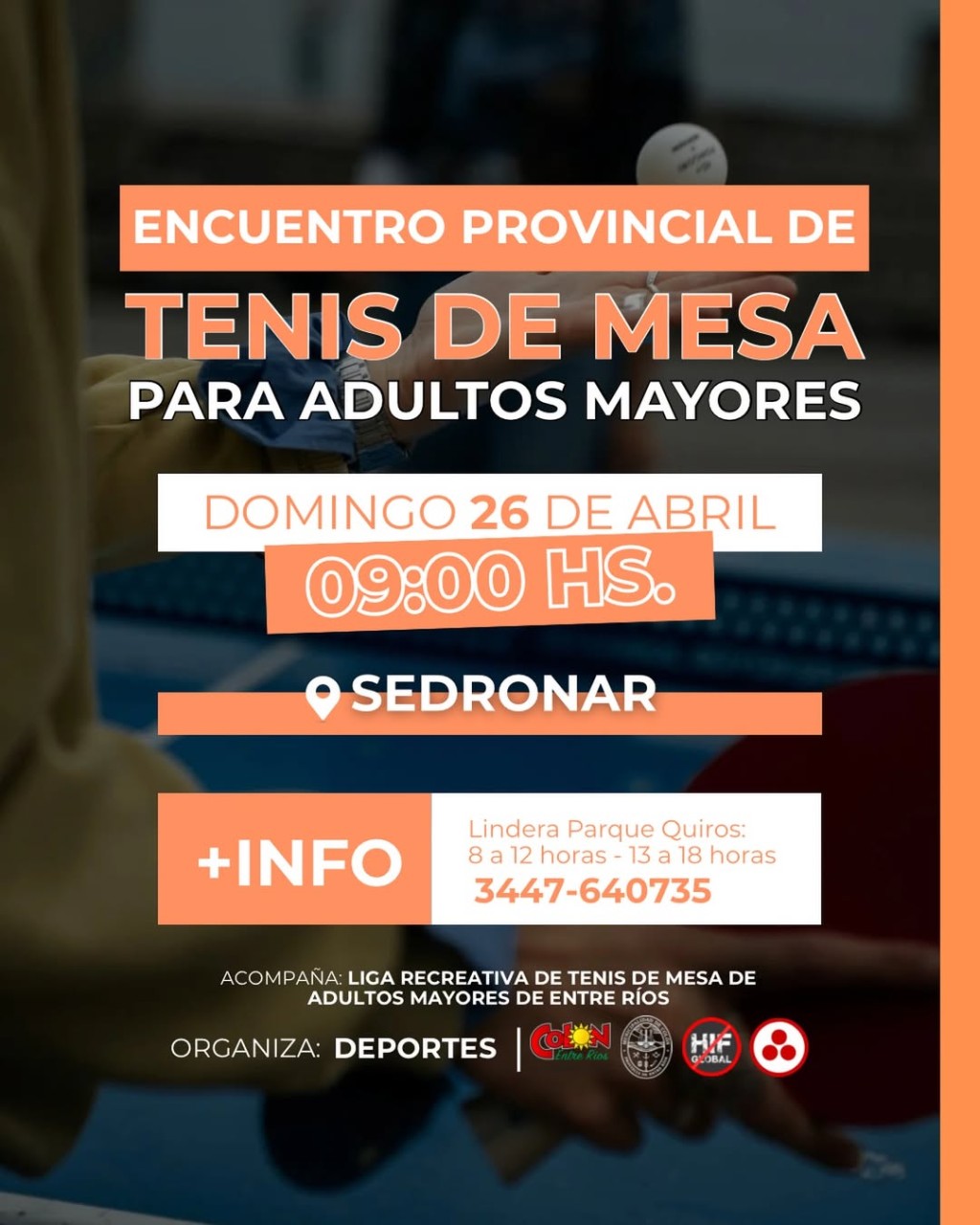 Col&oacute;n (ER): La ciudad ser&aacute; sede de un Encuentro Provincial de Tenis de Mesa para Adultos Mayores