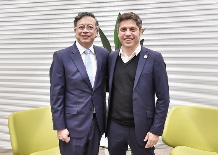 Kicillof se reuni&oacute; con el presidente Gustavo Petro y la vice del Parlamento Europeo, Katarina Barley