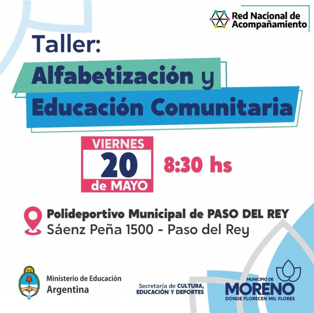 Moreno: Abrió la inscripción para el taller de alfabetización y educación comunitaria 