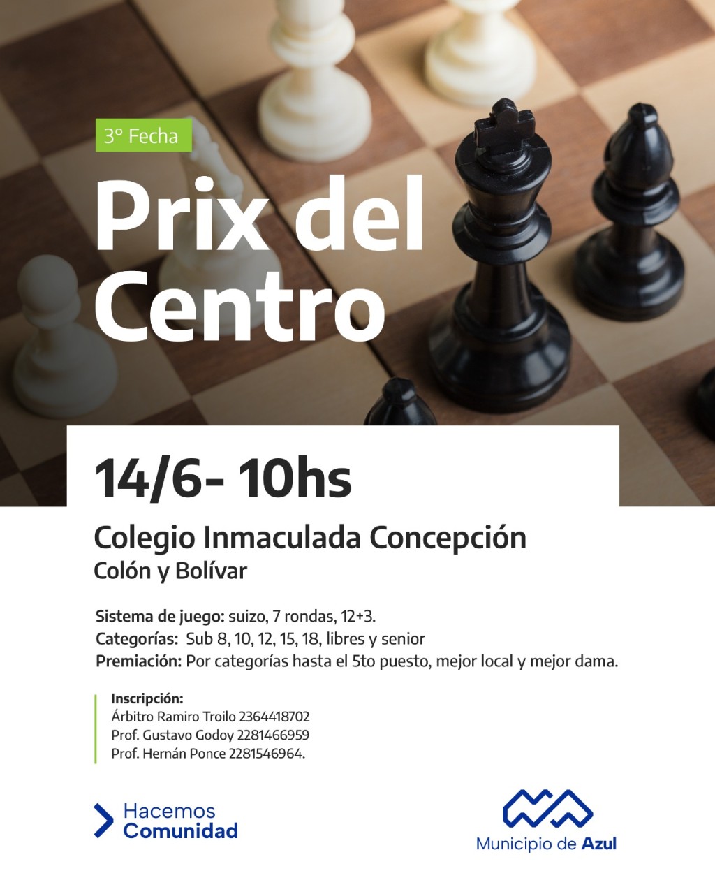 Azul: La ciudad ser&aacute; sede de la 3&deg; fecha del Prix del Centro de Ajedrez