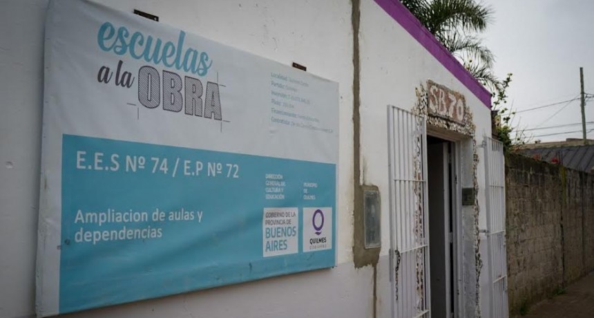 Quilmes: Avanzan las obras de ampliación de aulas y dependencias en la Escuela N° 74 