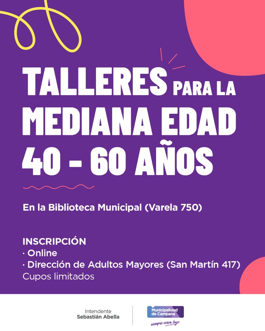 Campana: El Municipio lanza talleres gratuitos para vecinos de 40 a 60 años