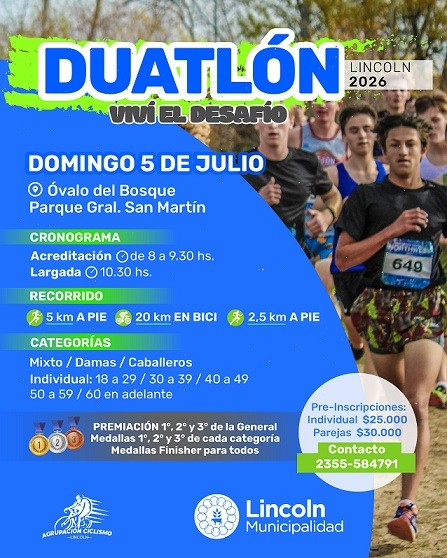 Lincoln: Se viene el duatl&oacute;n &ldquo;Viv&iacute; el desaf&iacute;o de 27 Km 