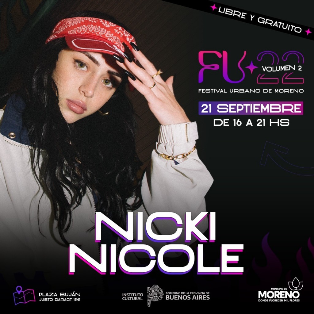 Moreno: Vuelve el Festival Urbano a la Plaza Buján con el show de Niki Nicole 