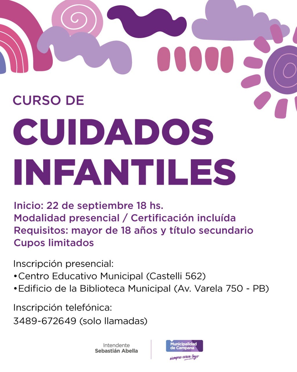 Campana: El Municipio abrió la inscripción para el nuevo Curso de Cuidados Infantiles