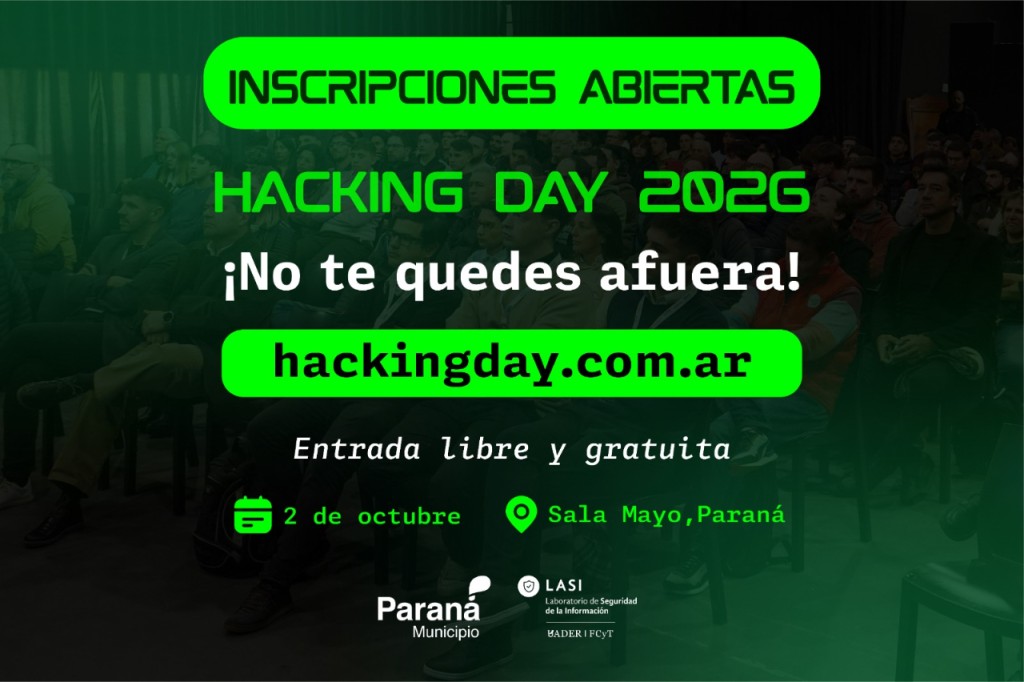 Paran&aacute; (ER): Abrieron las inscripciones para el Hacking Day 2026 en la Sala Mayo