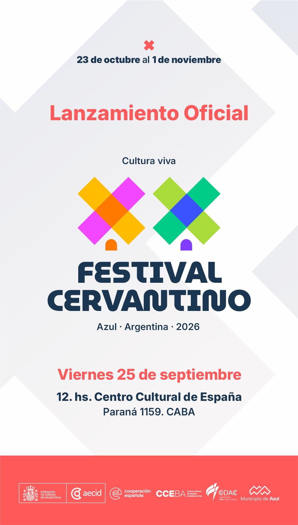 Azul: Se realiz&oacute; el lanzamiento oficial del 20&deg; Festival Cervantino de la Argentina