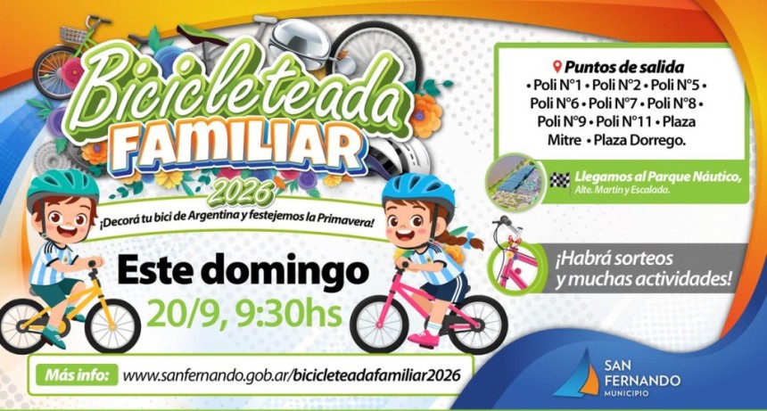 San Fernando: El pr&oacute;ximo domingo volver&aacute; la Bicicleteada Familiar a la ciudad