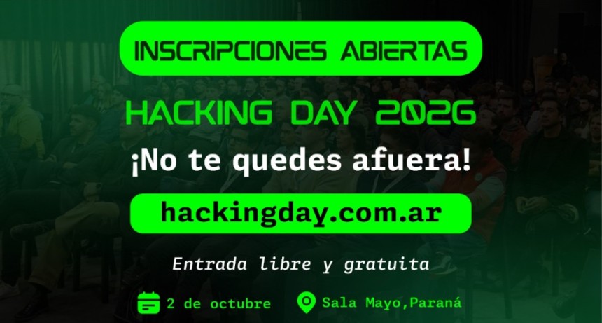 Paran&aacute; (ER): Abrieron las inscripciones para el Hacking Day 2026 en la Sala Mayo