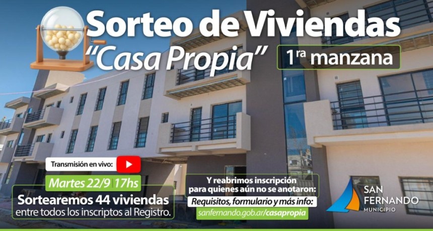 San Fernando: El Municipio sortear&aacute; 44 viviendas y reabri&oacute; la inscripci&oacute;n para el programa &ldquo;Casa Propia&rdquo;