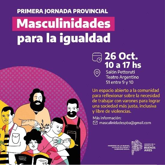 Se realizará la I Jornada Provincial de Masculinidades para la Igualdad en La Plata 