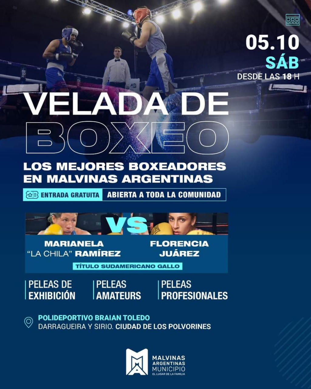 Malvinas Argentinas: Llega una nueva “Velada de Boxeo” al Polideportivo Braian Toledo