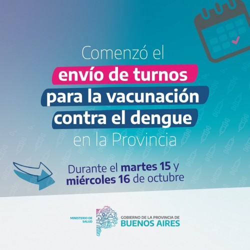 La Provincia comenzó con el envío de turnos para vacunación contra el Dengue