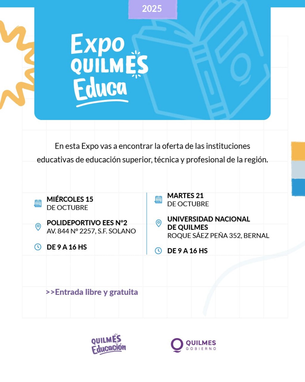 Quilmes: Llega la 5° edición de la “Expo Educa 2025” para alumnos del distrito 
