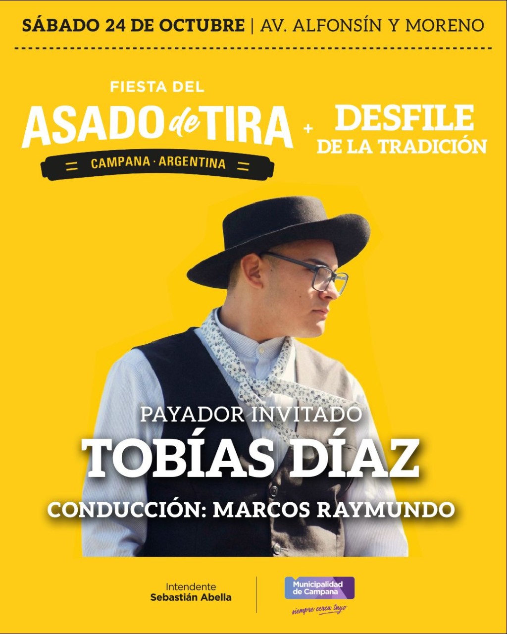 Campana: El payador Tob&iacute;as D&iacute;az se suma a la Fiesta del Asado de Tira