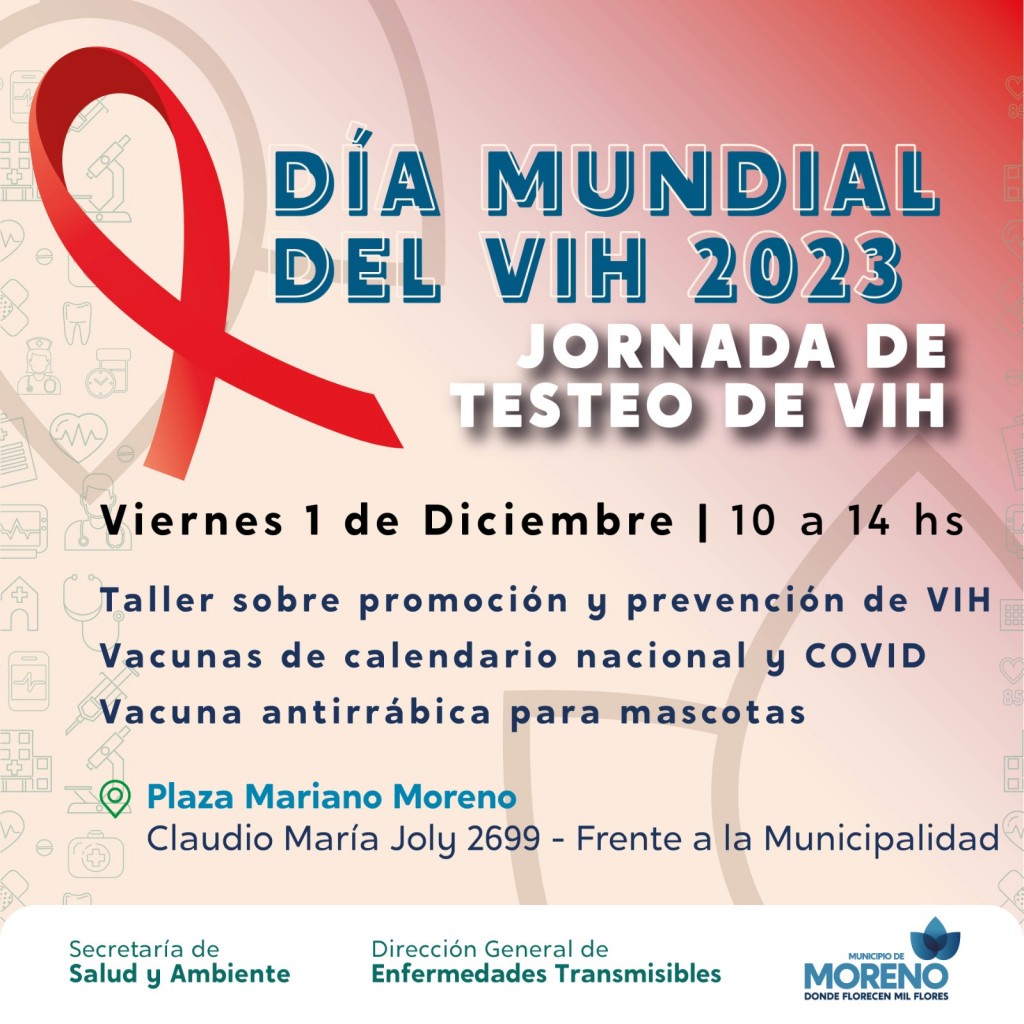 Moreno: Se realizará una jornada de testeos y prevención por el Día Mundial del VIH 