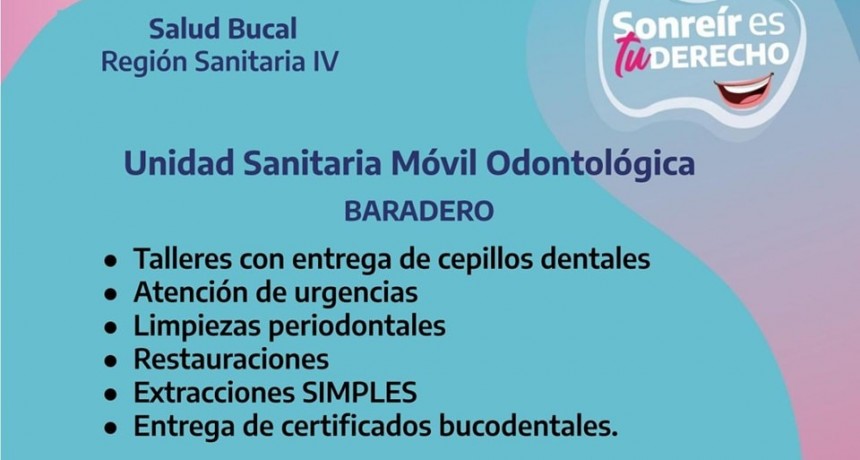 Baradero: La Unidad Sanitaria Móvil Odontológica estará en en el distrito 
