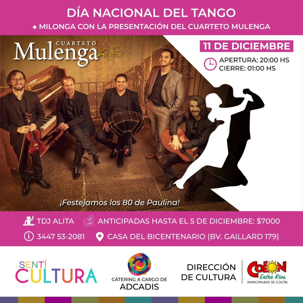 Colón (ER): El Municipio celebra el Día Nacional del Tango con una gran milonga y espectáculos en vivo