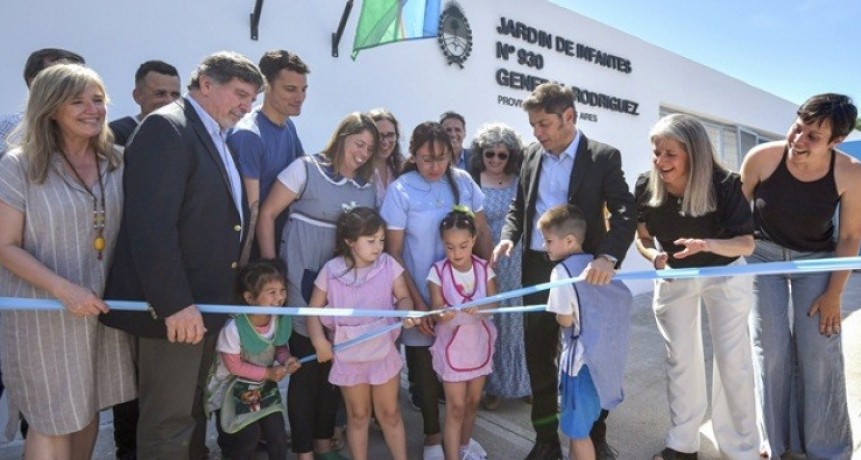 Gral. Rodríguez: Kicillof y Mauro García inauguraron el Jardín de Infantes del B° Los Naranjitos