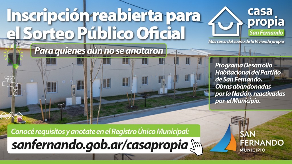 San Fernando: El Municipio reabrió la inscripción para quienes no estén anotados a sorteos de viviendas