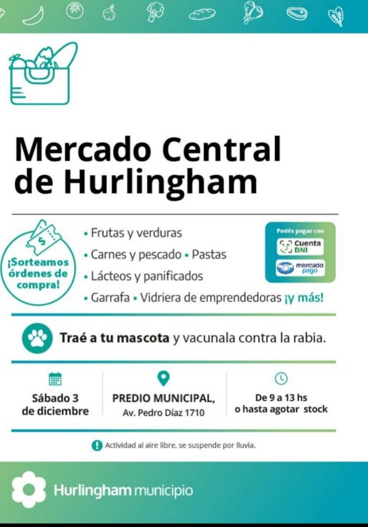 Hurlingham: El Municipio invita a una nueva edición del Mercado Central en el distrito