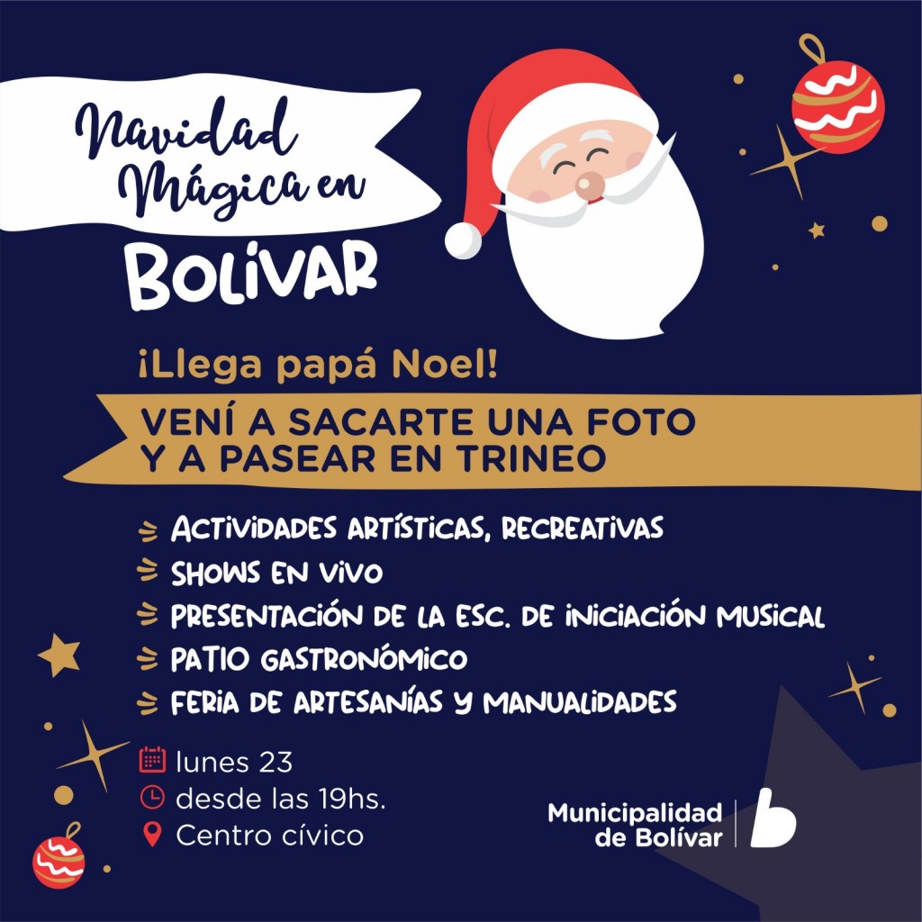 Bolívar: Este lunes Papá Noel llega al Centro Cívico