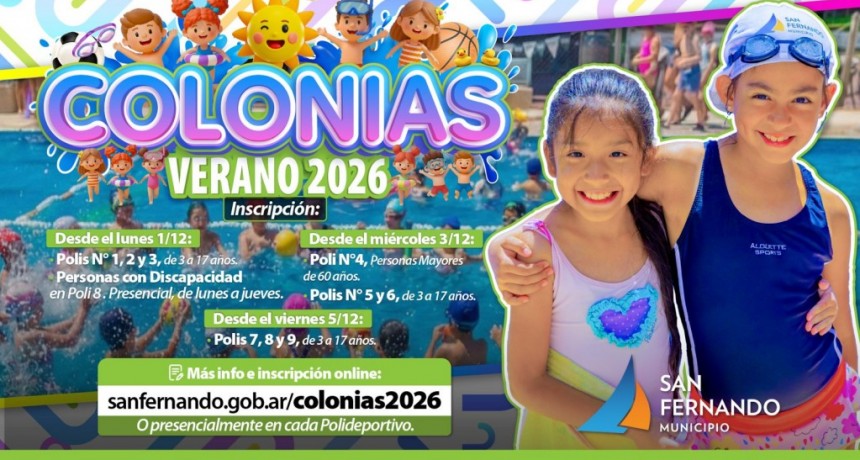 San Fernando: Comenzó la inscripción online de las Colonias de Verano 2026